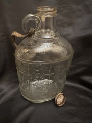 Vintage Owens Illinois Glass Wine Jug Strap Cap PA Seal Grapes Half Gal