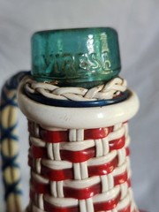 Vintage Viresa Demijohn Wine Bottle Scoubidou Woven Plastic Wicker Jug 1L 1960s