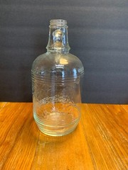 Vintage Clear Glass Wine Bottle with Handles One Half Gallon Textured Grape Desi