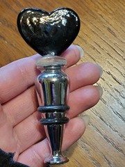 Vintage Blown Glass Heart Wine Bottle Stopper