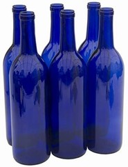 Elegant Cobalt Blue 750ml Bordeaux Wine Bottles – Case of 6 Glass Bottles