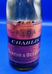 1967 Barton & Guestier Chablis 12 Oz Empty Glass Bottle 9 3/4&Prime;