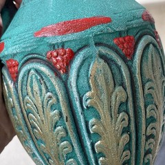 Vintage Medea Ceramic Turquoise Wine Bottle Decanter Jug Boho MCM Table Decor