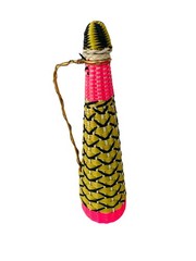 MCM Viresa Plastic Scoubidou Woven Wicker Demijohn Wine Bottle with Handle