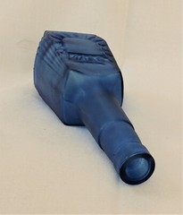 Vintage Blue Glass Bottle Square Shape 10 3/4&Prime;