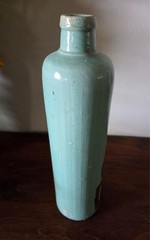 Vintage Beameister Jade Green Stoneware Bottle May-Wine w/ Utah liquor control