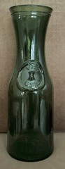Vintage Vin Litre Heavy Green Glass Decanter Carafe French Wine 6.5” w 18.5” h