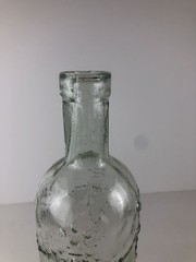 Vintage Pressed Glass Bottle Made in Spain Floral Motif