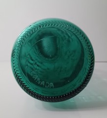 Vintage Teal Glass Bottle 11.25&Prime;H Grape Motif Spanish Glass Wine Carafe Canada
