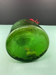 Triumph Racing Team Inscribed Green Blown Glass Ice Chilled Vintage Wine Bottle