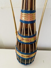 MCM Viresa Plastic Scoubidou Woven Wicker Demijohn Wine Bottle with Handle
