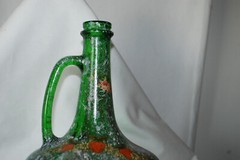 Hand Painted strawberries floral Half Gallon Glass Jug Wine Bottle Folk Art
