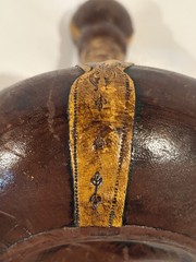 VTG Italian Leather Wrapped Decorative Wine Bottle w/ Wood Stopper RARE Italy