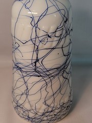 Vtg Hazel Atlas Wine Bottle Cobalt Blue Drizzle Milk Glass Welch&rsquo;s MCM Bar 50s