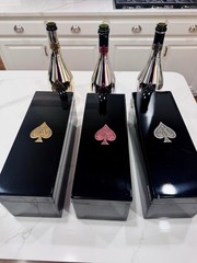 ACE OF SPADES Armand de Brignac 3 Empty Champagne Bottle & Box Pink Silver Gold
