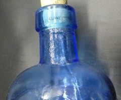 Cobalt Blue Mold Blown Glass Embossed Grapes Wine Bottle Antique / Vintage Heavy