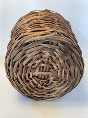 Vtg Wicker Wrapped Demijohn De Muller Spain Green Glass Wine Bottle 13” h x 9”w*