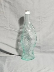 EMPTY Opici White Table Wine Marche Bianco 13&Prime; Green Glass Fish Bottle w cover