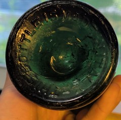 Antique 1910s Teal Green Menthe Wine Champagne Bottle Made In Italy ABM Large