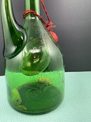Triumph Racing Team Inscribed Green Blown Glass Ice Chilled Vintage Wine Bottle