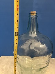 Vintage 16&Prime; Clear Green Glass Carboy Demijohn Bottle Wine Cider Jug with Cork