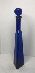 Vintage Triangle Cobalt Blue Wine Bottle & Cork Stopper