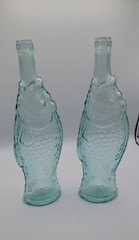 Vintage Italian Wine Bottles. Light Green Tinted Glass. Set Of 2. No Corks. EC