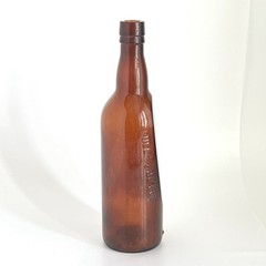 Vintage Brown Wine Bottle With Flat Side Full 4/5 Quart 11.5”