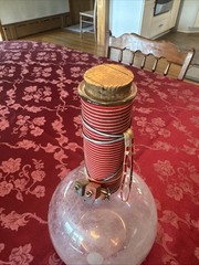 Vtg Round Bottom Glass Boiling Flask/Wine Bottle Wrapped Stem & Original CorkJUB