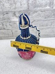 MCM Viresa Scoubidou Woven Blue Wicker Demijohn Wine Bottle Jug with Handle