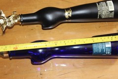 Pair of Mosel Riesling Cat Wine Bottles Frosted Black & Blue With Stoppers