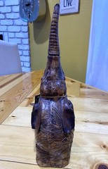 VINTAGE VETROPELLE LEATHER WRAPPED ELEPHANT WINE BOTTLE ITALY With Labels