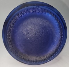 Vintage MCM Pair Morey Mallorca Frosted Cobalt Blue Glass Wine Bottles 11 1/2&Prime; T