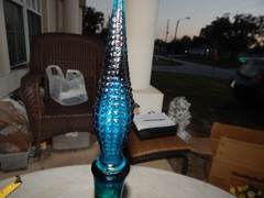 Vintage Blue Glass Genie Bottle Wine Bottle Decanter Italy Estate Find