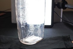 Vintage Garrett&rsquo;s American Wines embossed clear 1 quart wine bottle grapes