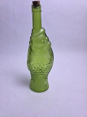 1970s Vintage Green Glass Fish Shaped Wine Bottle Decanter Beautiful