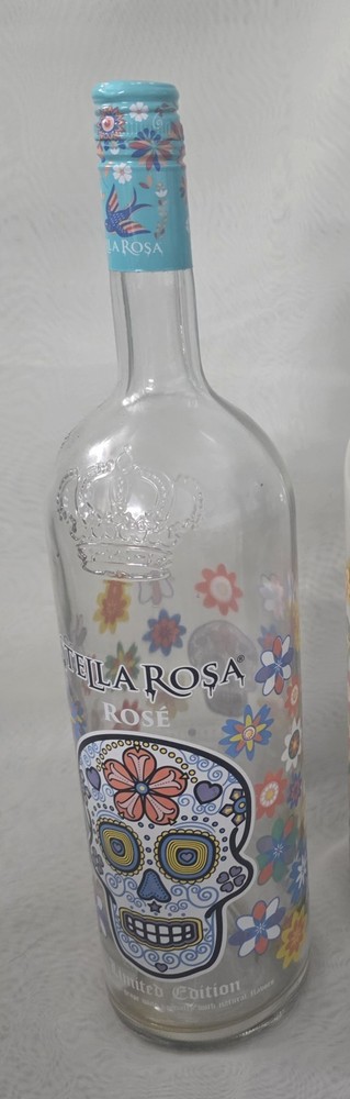 Stella Rosa Limited Edition Rose&rsquo; Empty Wine Bottle Sugar Skull 15 3/4&Prime; Tall