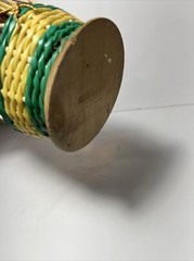 MCM Plastic Scoubidou Woven Wicker Demijohn Wine Bottle Metal Handle