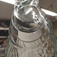 Vintage Glass Fish Shaped Bottle Light Blue 13.5&Prime; Tall