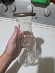 Embossed Since 1852 Glass 7” Wine Bottle Carafe Paul Masson w/Rectangle Lug