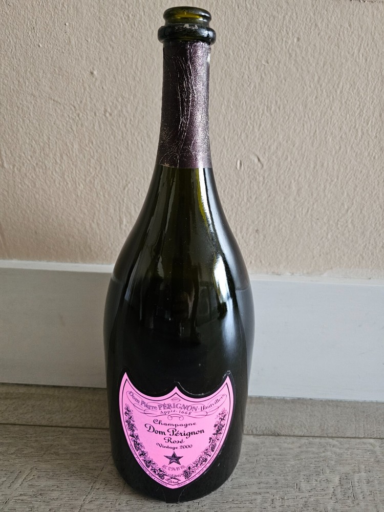 Empty magnum dom perignon luminos pink color bottle rose vinta2000 1.5lt