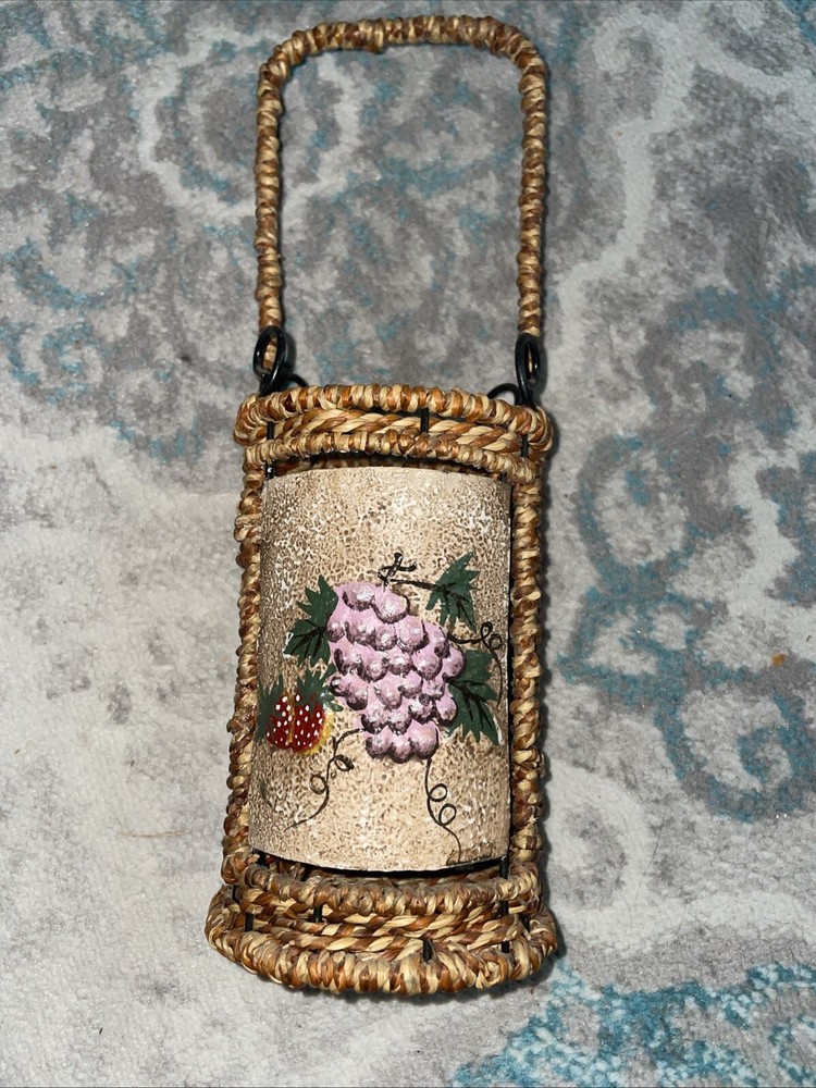 Wine Bottle Basket With Grapes 13 In Tall Great For Gift Giving