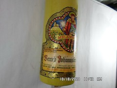 Vintage 1979 MELKMEISTER STONEWARE Wine BOTTLE Colorful Paper Labels