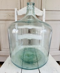 Vintage Carboy 5 Gallon Wine Bottle Jug DemiJohn Antique Blue Green Glass Unique