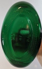 Emerald Green Glass Oval Bottle 8” Tall Marked On Bottom Vintage