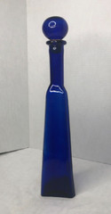 Vintage Triangle Cobalt Blue Wine Bottle & Cork Stopper