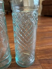 Vintage Embossed Glass Bottles – Set of 2