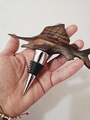  Swordfish Marlin Wooden Nautical Wine Bottle Stopper Handmade Carved