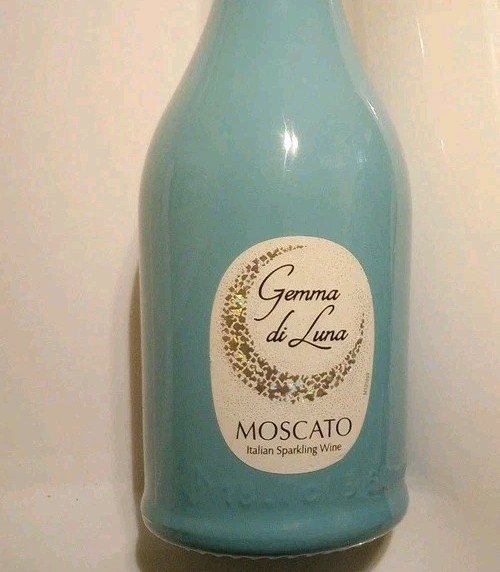 Wine Teal Empty Bottle Gemma di Luna Moscato Italian Sparkling 18.5 Oz Collectib