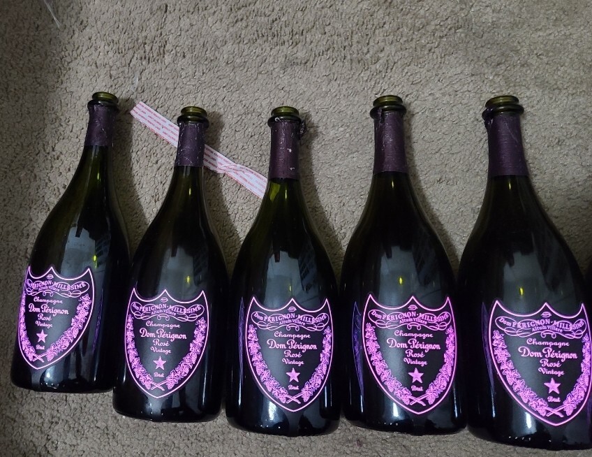 5 Empty Bottle Dom Perignon Rose 750 ML, Light Up Champagne 750 ML Pink